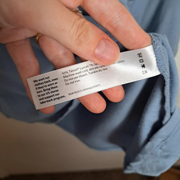 Eileen Fisher Haze Blue Tencel Lyocell Stretch Bell Cuff Tunic Size Small - Picture 7 of 9